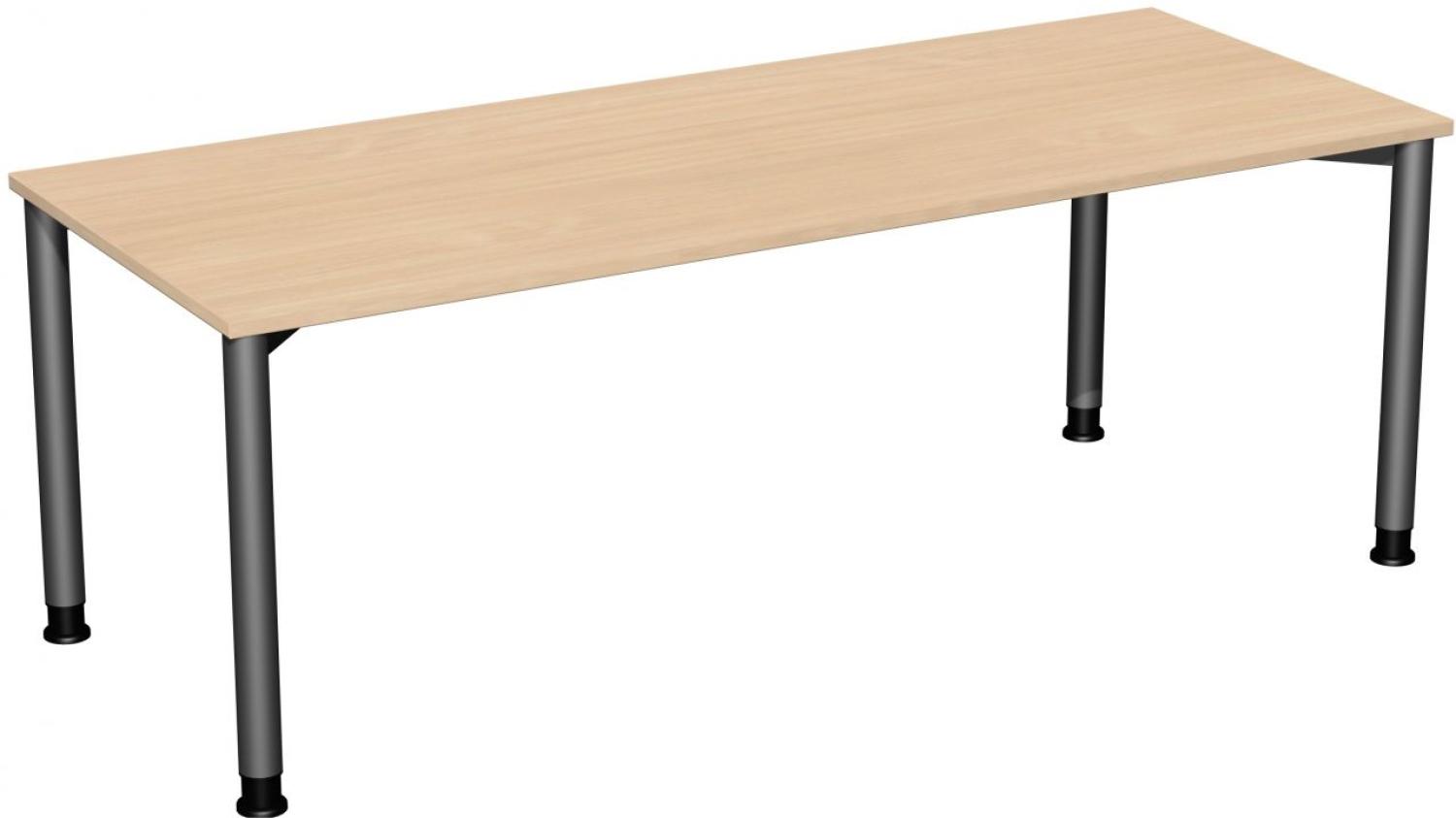 Schreibtisch '4 Fuß Flex' höhenverstellbar, 200x80cm, Buche / Anthrazit Bild 1