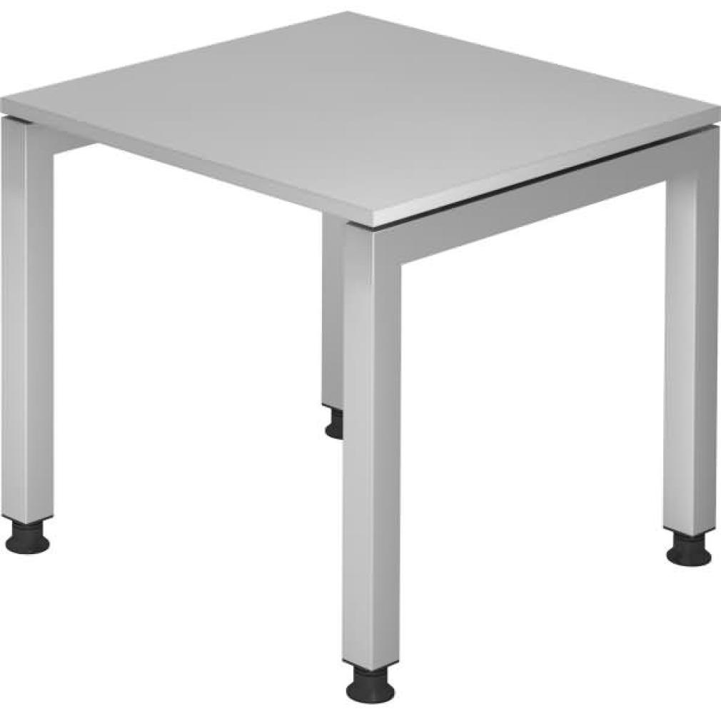 Schreibtisch JS08 U-Fuß / 4-Fuß eckig 80x80cm Grau Gestellfarbe: Silber Bild 1