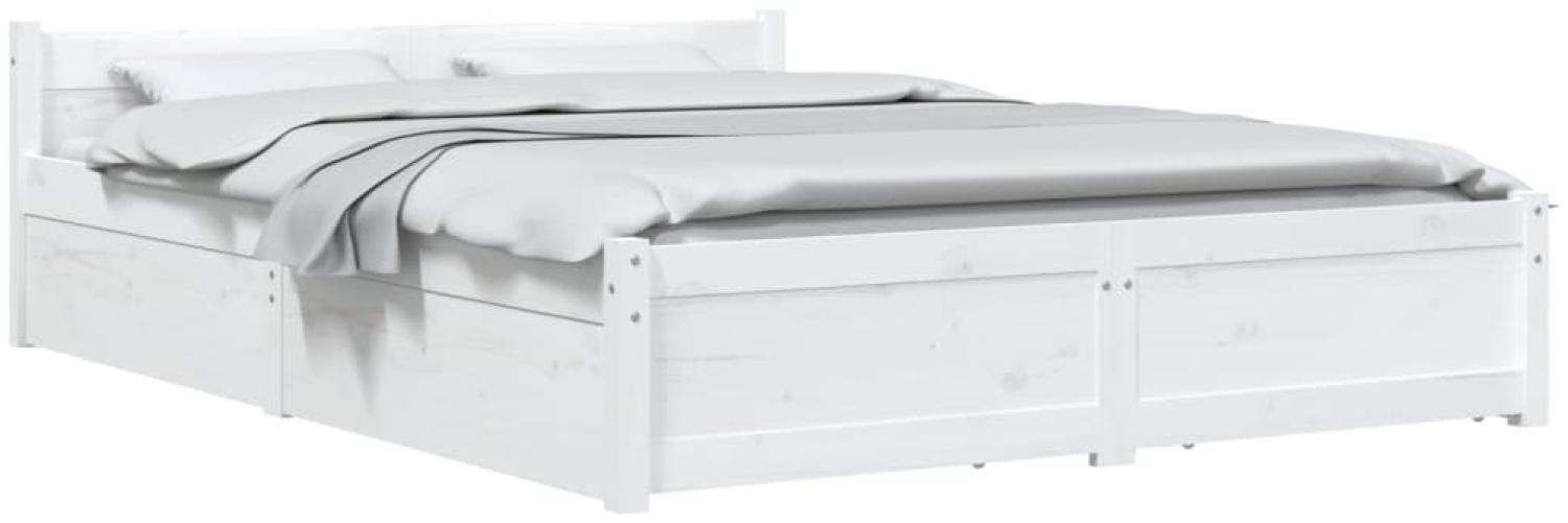 vidaXL Bett mit Schubladen Weiß 160x200cm Bild 1