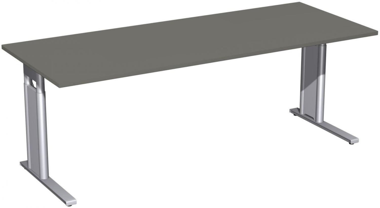 Schreibtisch 'C Fuß Pro' höhenverstellbar, 200x80cm, Graphit / Silber Bild 1