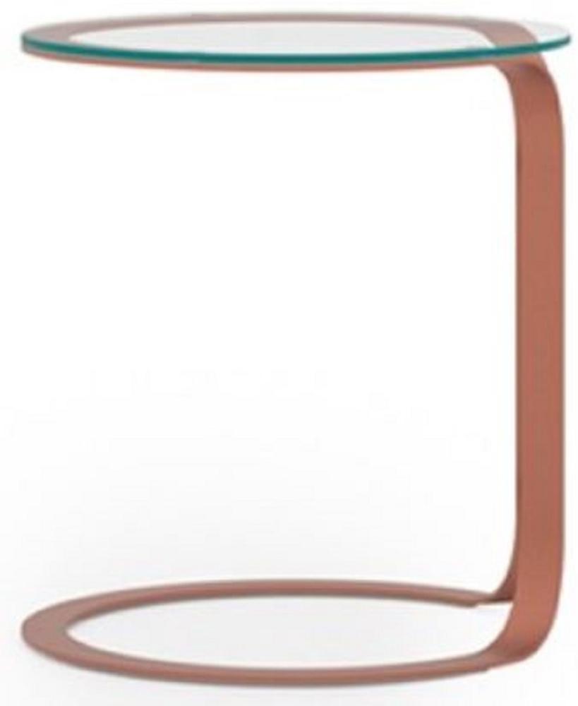 Casa Padrino Luxus Beistelltisch Kupfer Ø 40 x H. 50 cm - Runder Tisch mit Glasplatte - Wohnzimmer Möbel - Hotel Möbel - Luxus Möbel Bild 1
