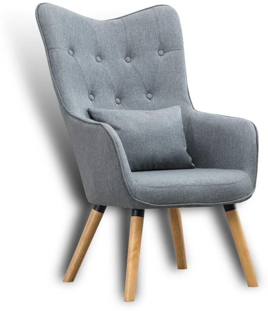 Fernsehsessel Relaxsessel Sessel mit Kissen Lese Stoff Polsterstuhl Grau Bild 1
