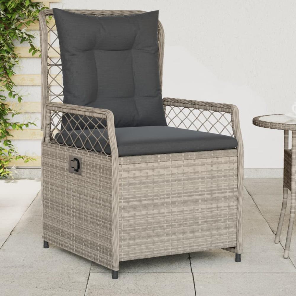 vidaXL Gartensessel 2 Stk. Verstellbar Hellgrau Poly Rattan Bild 1