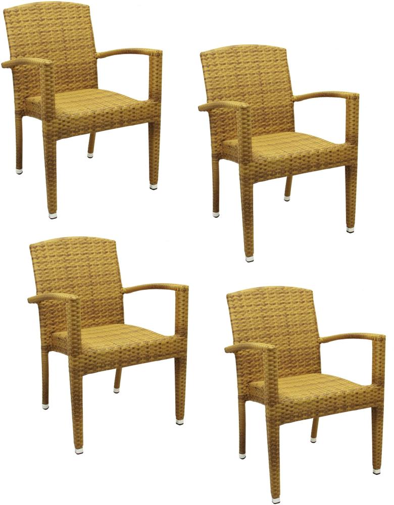 4x KONWAY® MAUI Stapelsessel Tabaco Premium Polyrattan Garten Sessel Stuhl Set Bild 1
