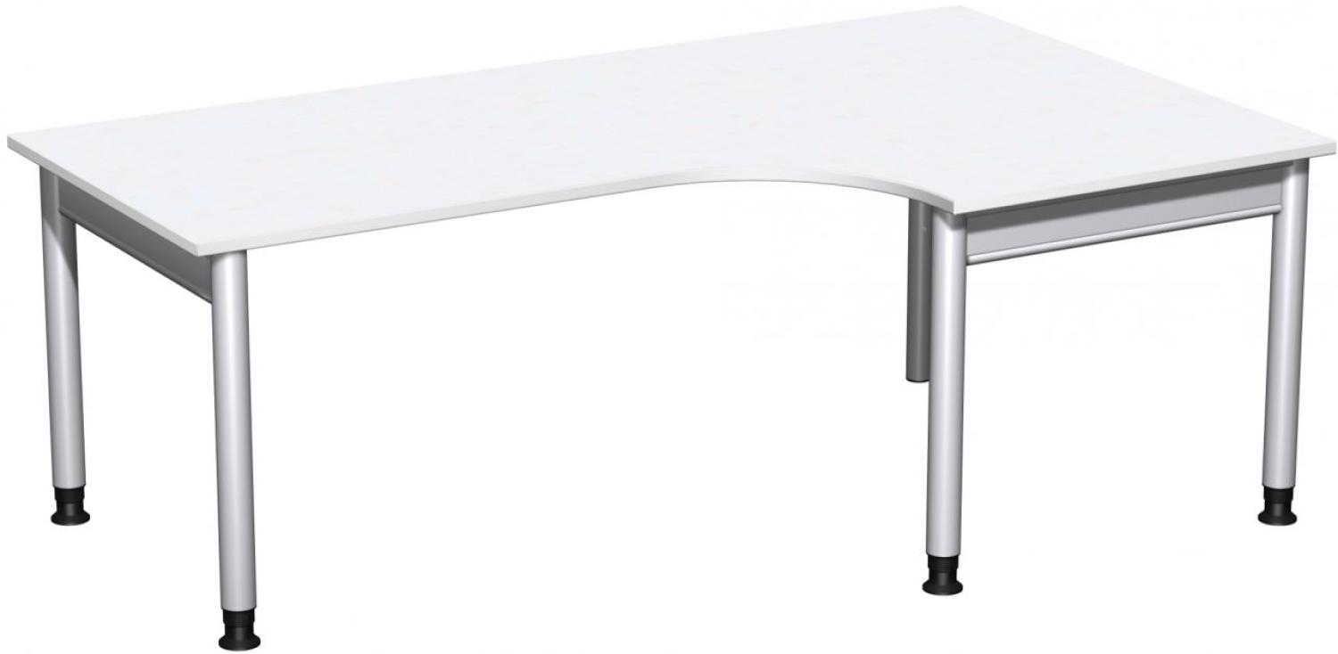 PC-Schreibtisch '4 Fuß Pro' rechts, höhenverstellbar, 200x120cm, Weiß / Silber Bild 1