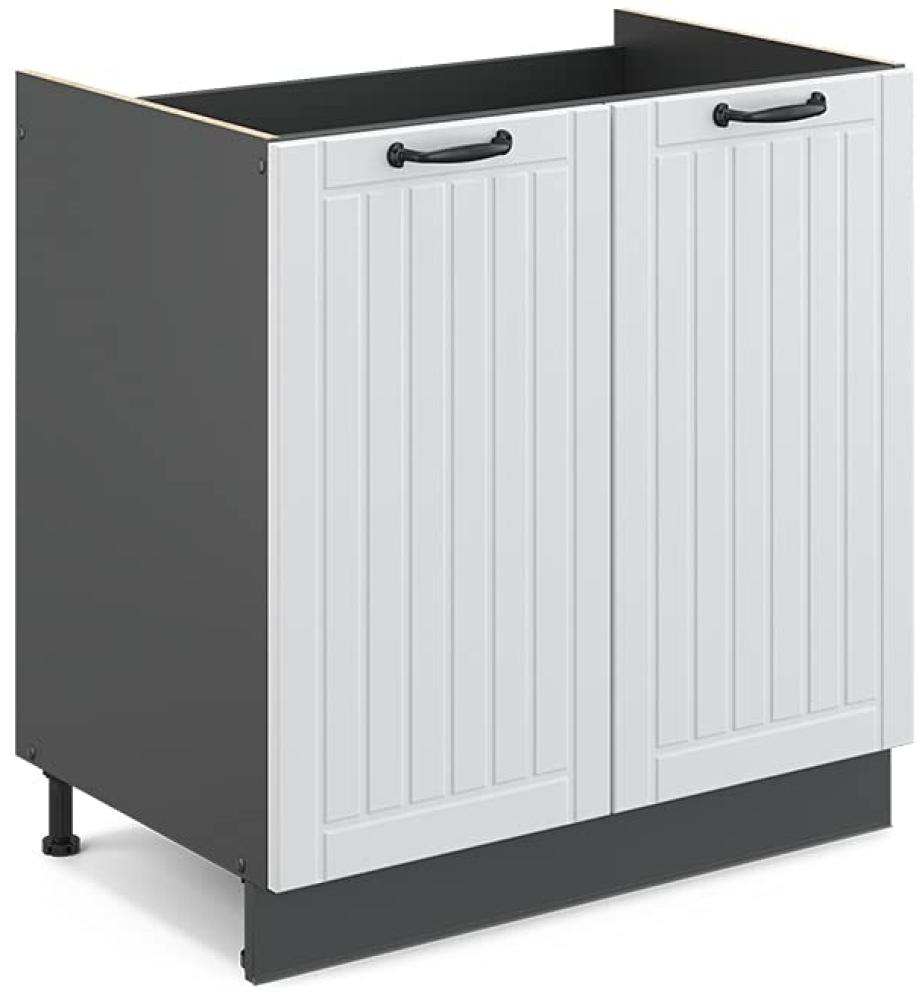 Vicco Spülenunterschrank Fame-Line, Weiß Landhaus/Anthrazit, 80 cm, AP Marmor Bild 1