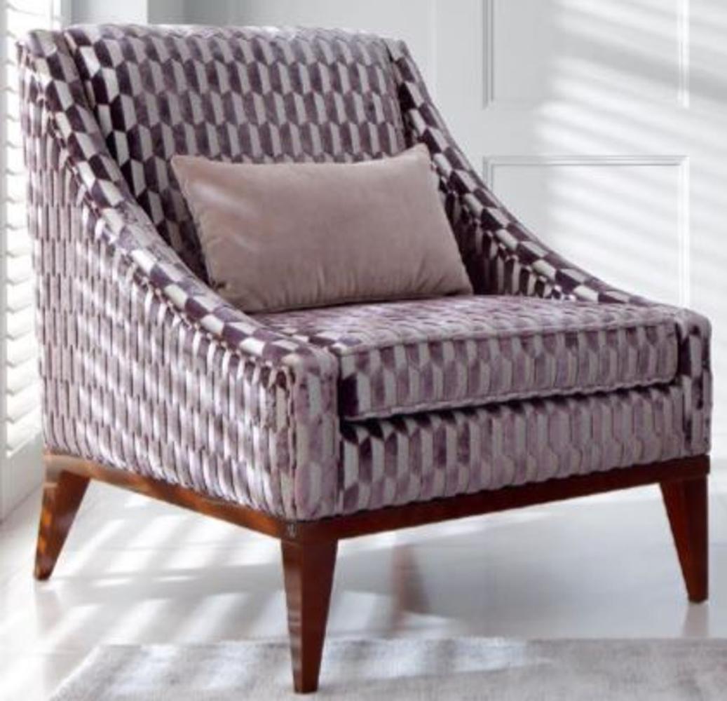 Casa Padrino Luxus Art Deco Wohnzimmer Sessel Lila / Silber / Braun 75 x 86 x H. 89 cm - Luxus Kollektion Bild 1