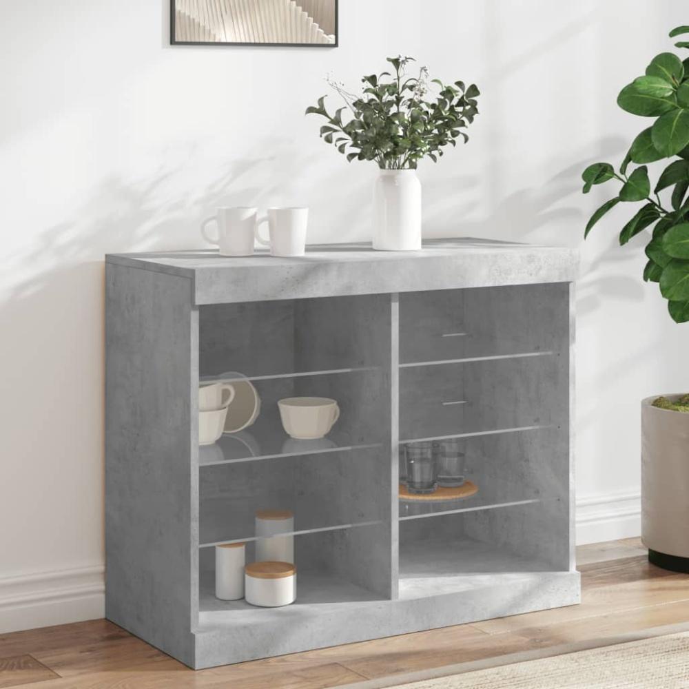 vidaXL Sideboard mit LED-Leuchten Betongrau 81x37x67 cm Bild 1