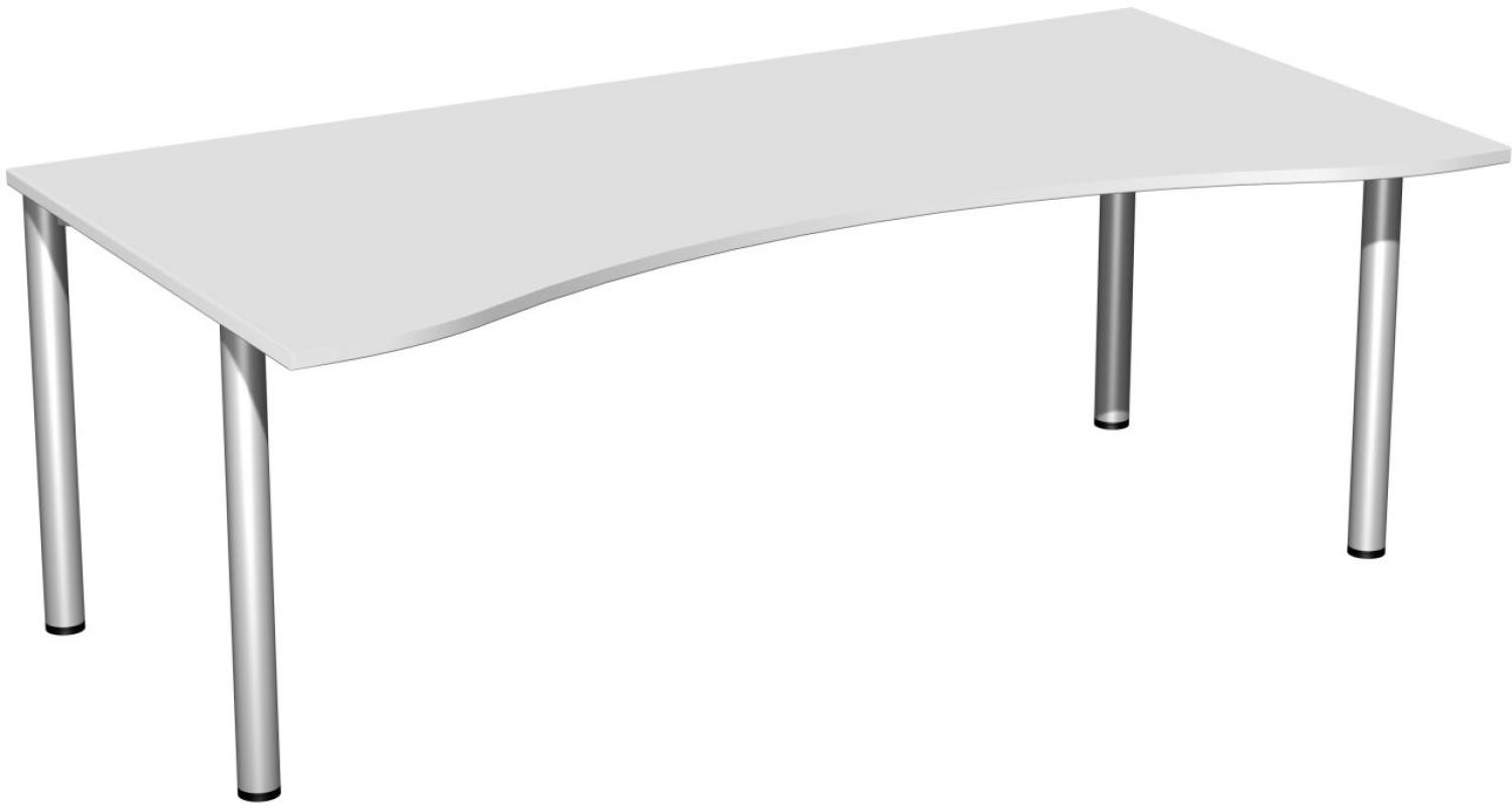 Schreibtisch '4 Fuß Flex', feste Höhe 200x100cm, Lichtgrau / Silber Bild 1