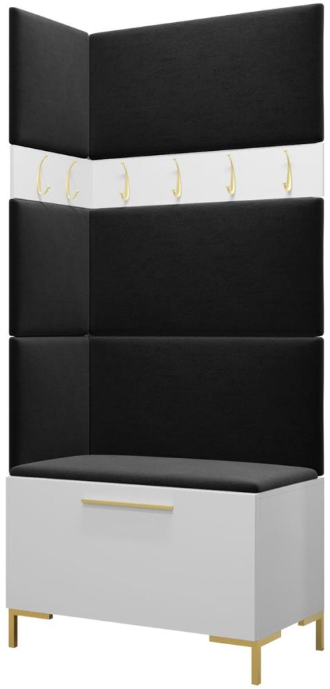 Garderoben-Set Zinetto IV mit 4 Stück Gepolstertes Wandpaneel Pag 84x42 und 3 Stück 42x42 (Weiß + Gold, Manila 18) Bild 1