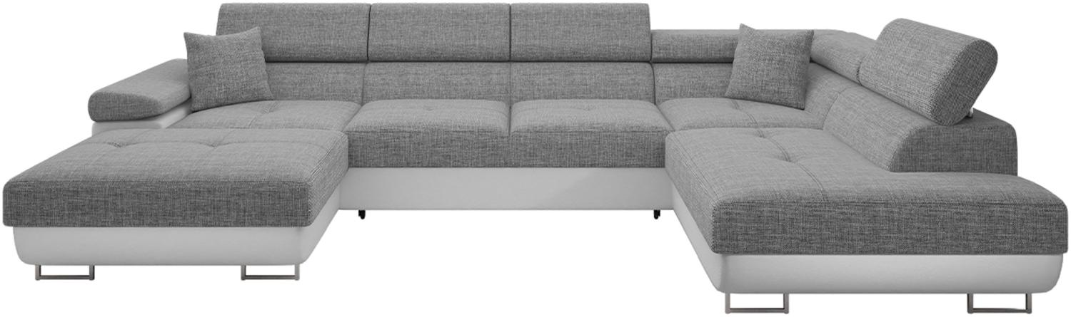 Ecksofa Torezio Bis mit Bettkasten, Schlaffunktion und Einstellbare Kopfstützen (Farbe: Soft 017 + Lux 05, Seite: Rechts) Bild 1