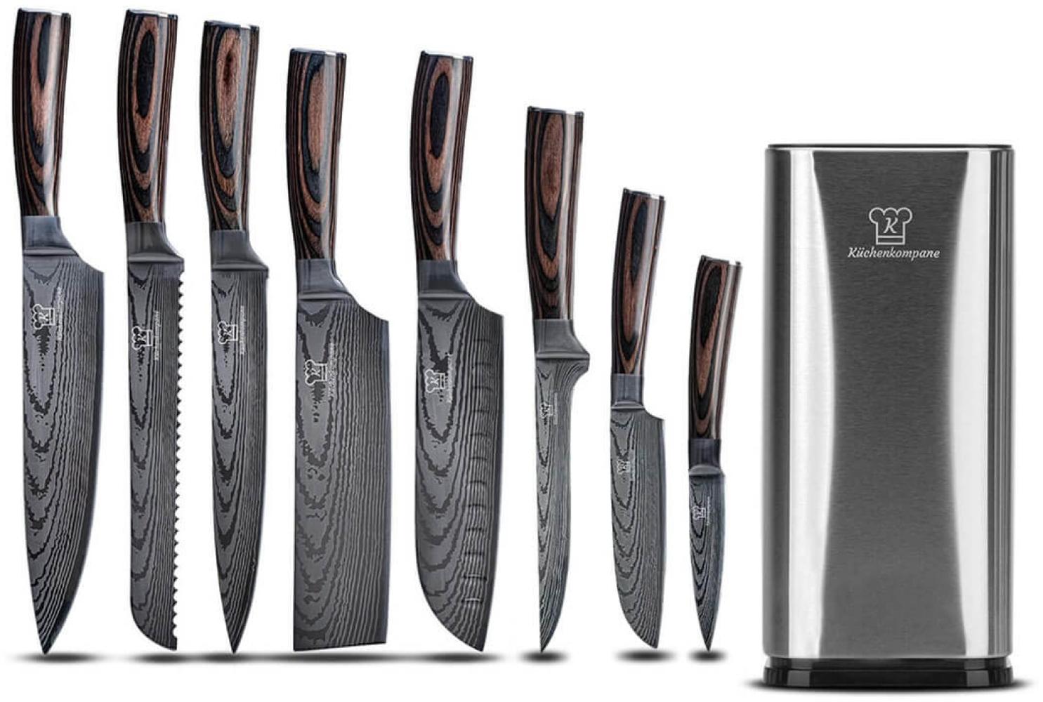 Professionelles Edelstahl Messerset mit Edelstahl Messerblock - 8-teiliges Küchenmesser Set - rostfrei & scharf - Designed in Germany Bild 1