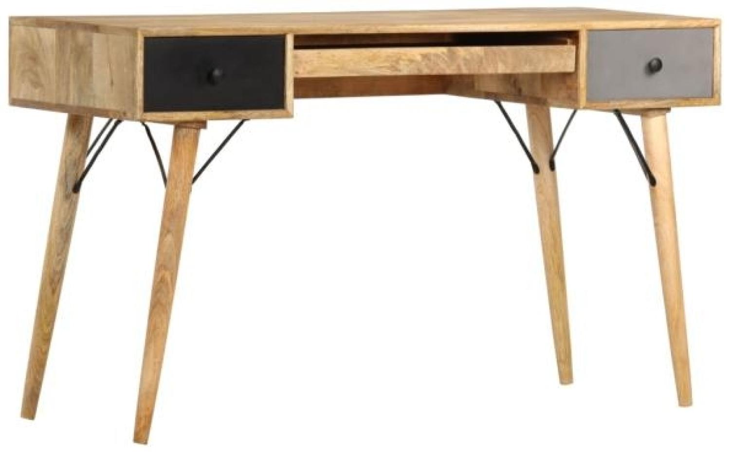 Schreibtisch mit Schubladen, Massivholz Mango, 130 x 50 x 80 cm Bild 1