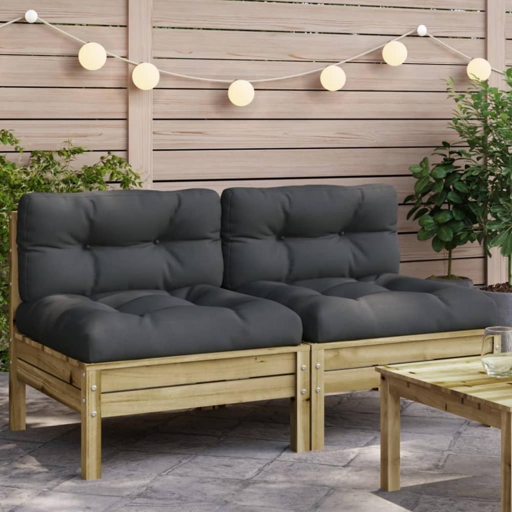 vidaXL Gartensofa ohne Armlehnen mit Kissen 2 Stk. Kiefernholz Bild 1