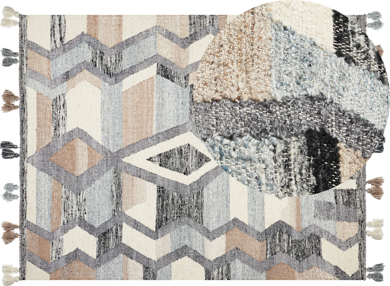 Kelim Teppich Wolle mehrfarbig 160 x 230 cm geometrisches Muster Kurzflor AYGEZARD Bild 1