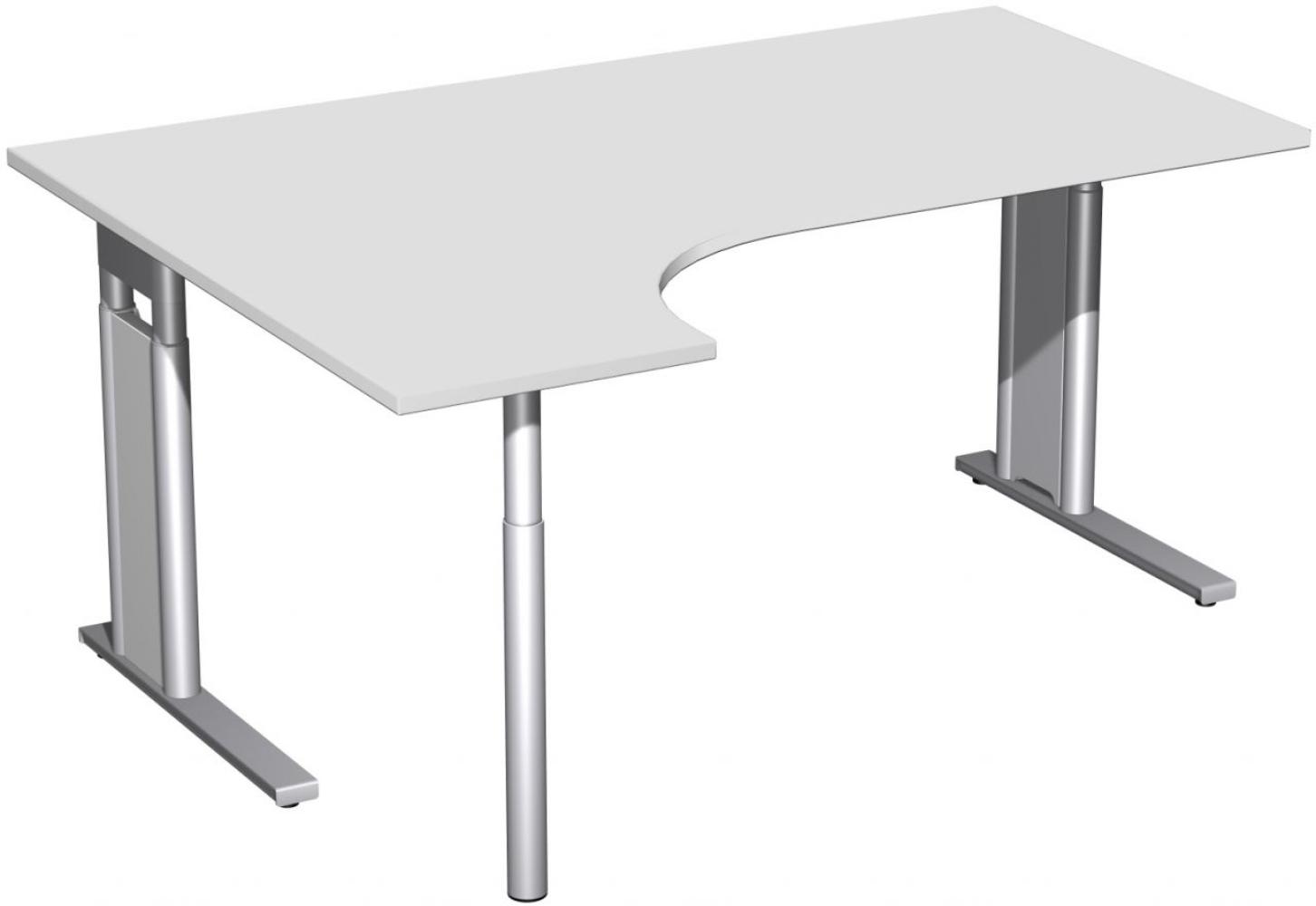 PC-Schreibtisch links, höhenverstellbar, 160x120cm, Lichtgrau / Silber Bild 1