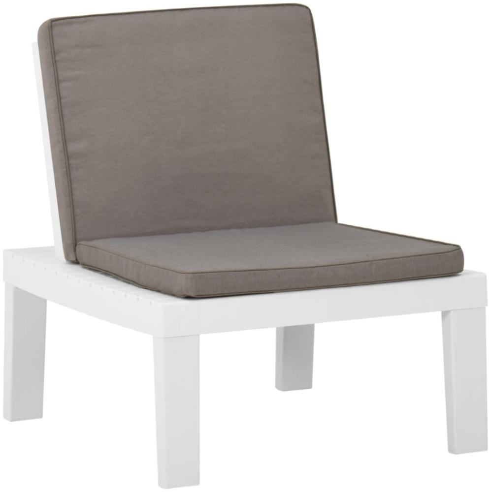 vidaXL Garten-Lounge-Stuhl mit Auflage Kunststoff Weiß Bild 1