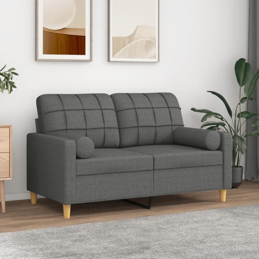 2-Sitzer-Sofa mit Zierkissen Dunkelgrau 120 cm Stoff (Farbe: Grau) Bild 1