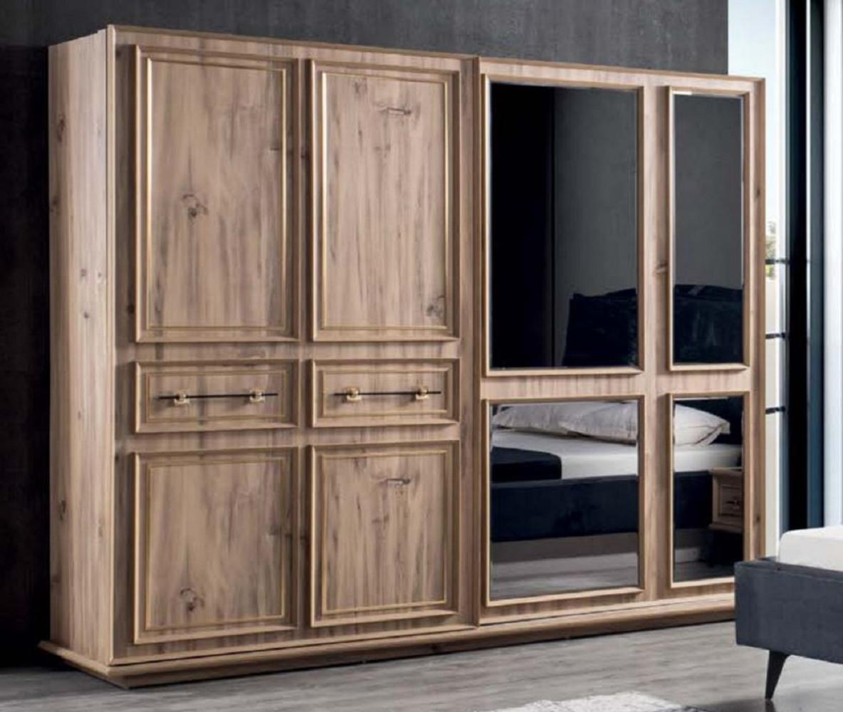 Casa Padrino Luxus Schlafzimmerschrank Braun 262 x 72 x H. 216 cm - Moderner Massivholz Kleiderschrank mit 2 Schiebetüren - Luxus Schlafzimmer Möbel Bild 1