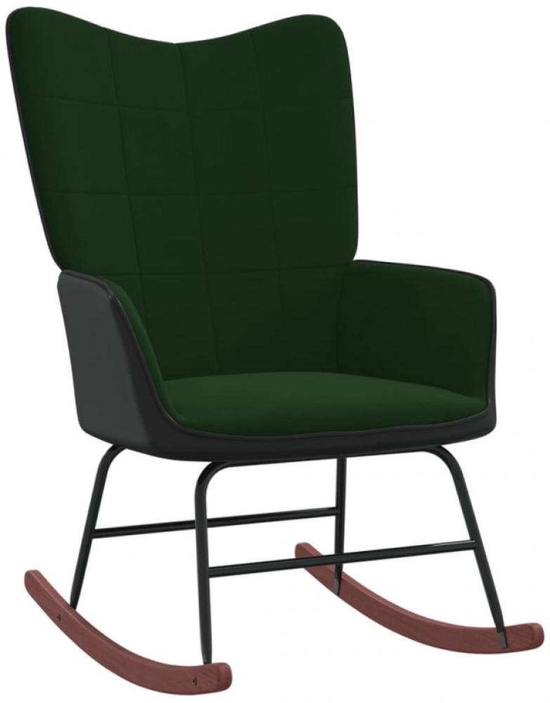 Schaukelstuhl aus Samt und PVC 61 x 98 x 78 cm Dunkelgrün Bild 1