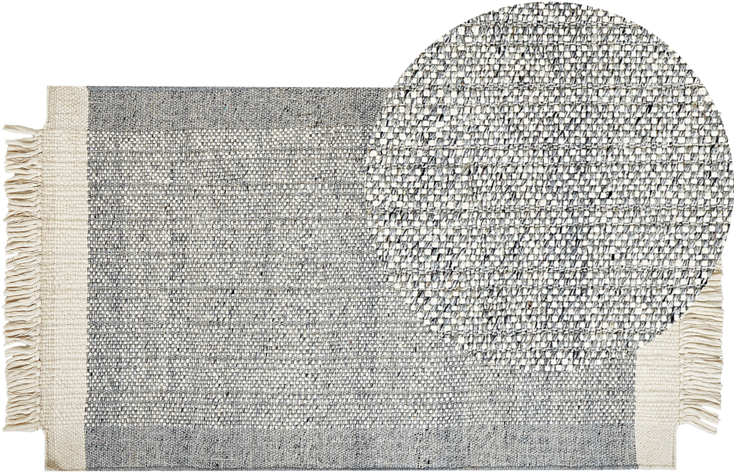 Teppich Wolle grau cremeweiß 80 x 150 cm Kurzflor TATLISU Bild 1
