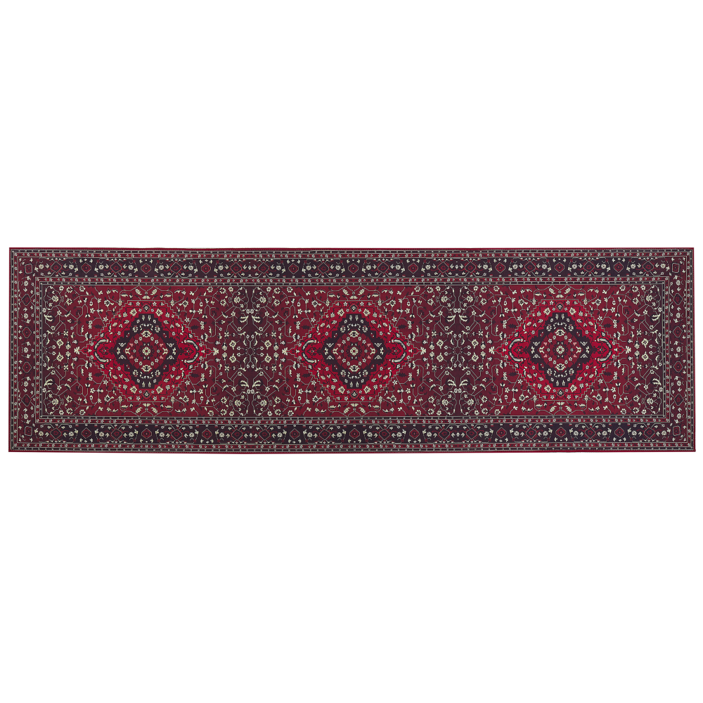 Teppich rot orientalisches Muster 60 x 200 cm Kurzflor VADKADAM Bild 1