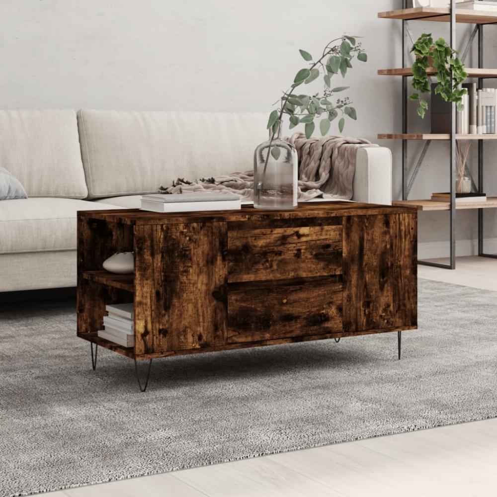 vidaXL Couchtisch Räuchereiche 102x44,5x50 cm Holzwerkstoff Bild 1