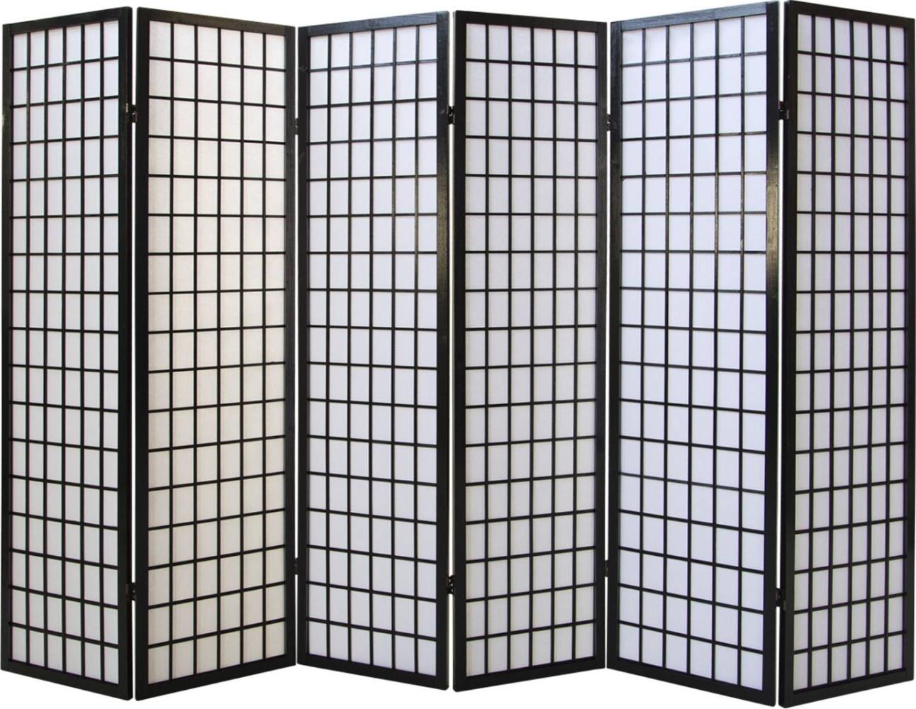 6fach Holz Paravent Raumteiler Shoji Wand schwarz Bild 1