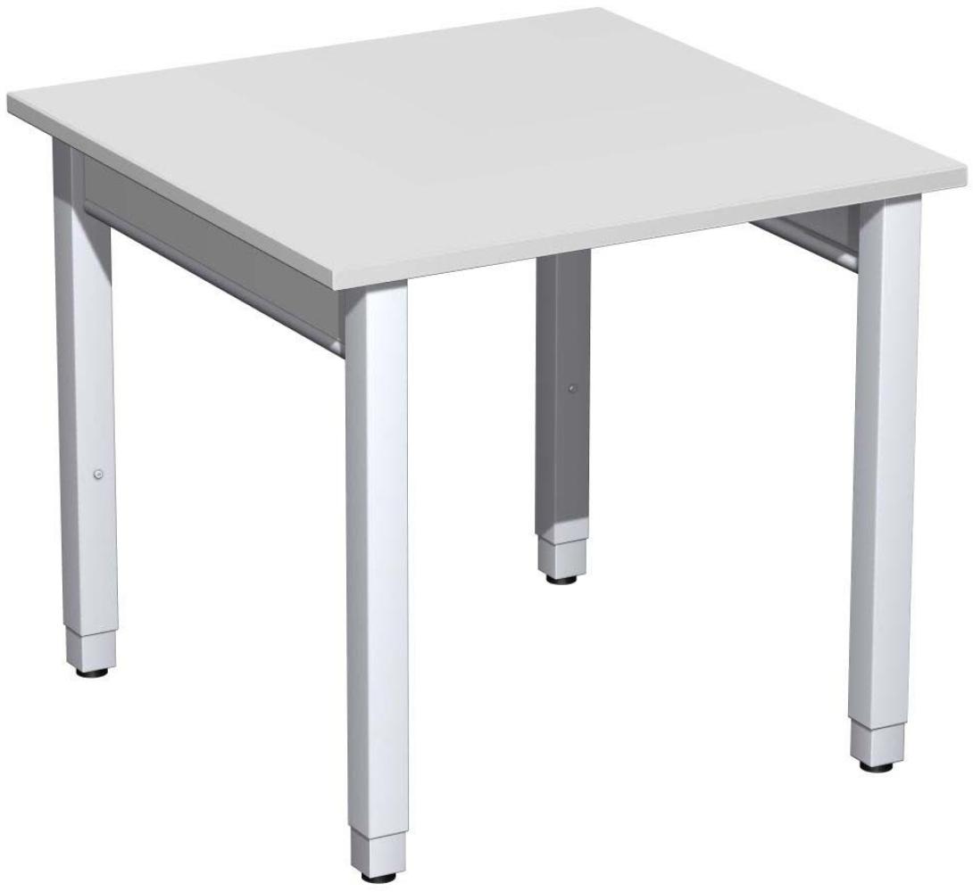 Schreibtisch '4 Fuß Pro Quadrat' höhenverstellbar, 80x80x68-86cm, Lichtgrau / Silber Bild 1