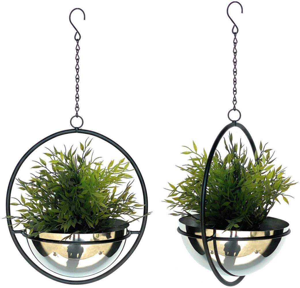 DanDiBo Blumenampel 2er Set Blumenhänger Innen Metall Wand Hängepflanzen 53 cm 96087 M mit Topf Silber Pflanzenhänger Topfhänger Blumen Blumentopfhänger Hängetopf (4 St), Dekoset Bild 1