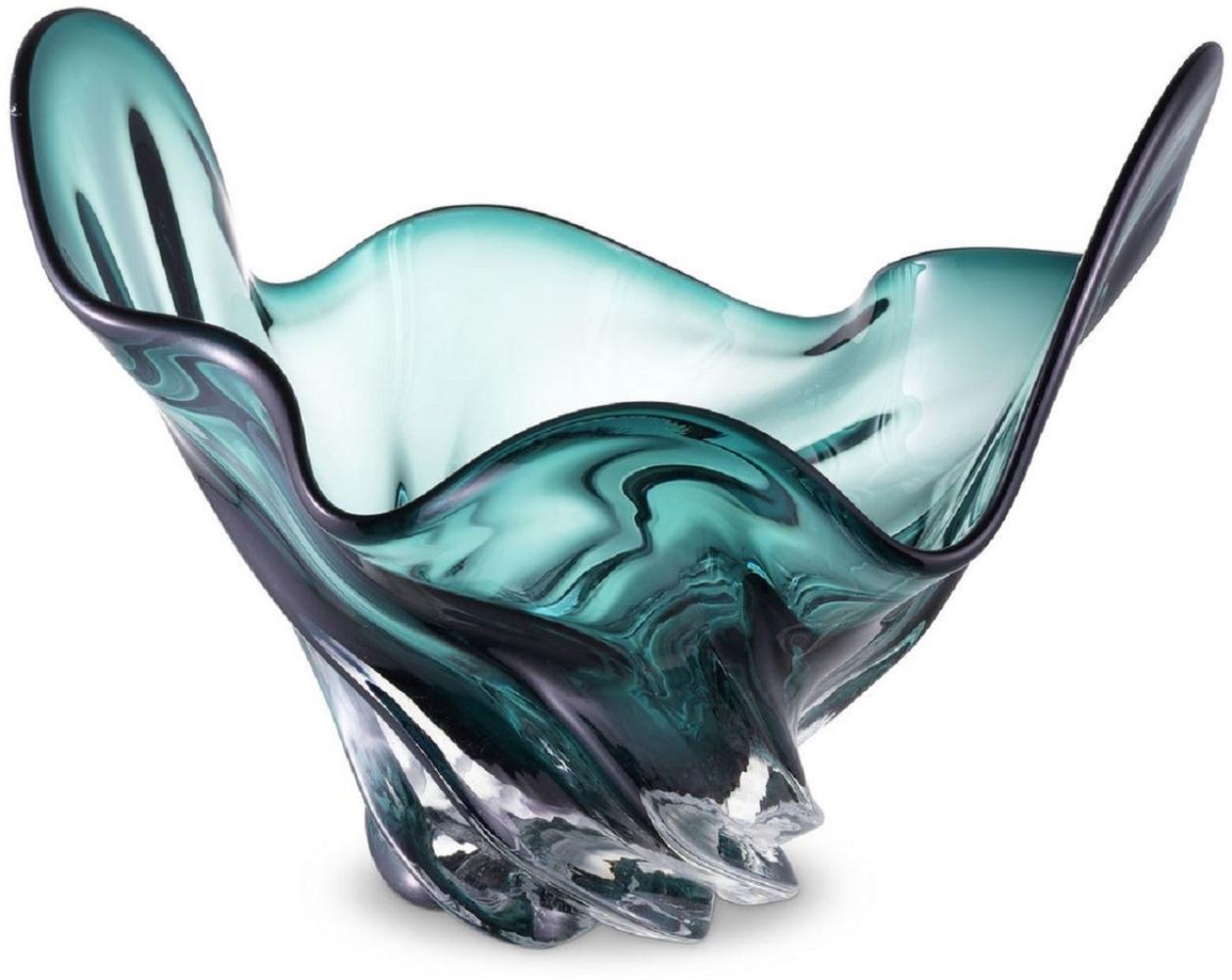Casa Padrino Luxus Schüssel Grün 42 x 27 x H. 25 cm - Moderne Deko Schüssel aus mundgeblasenem Glas - Deko Accessoires - Luxus Qualität Bild 1