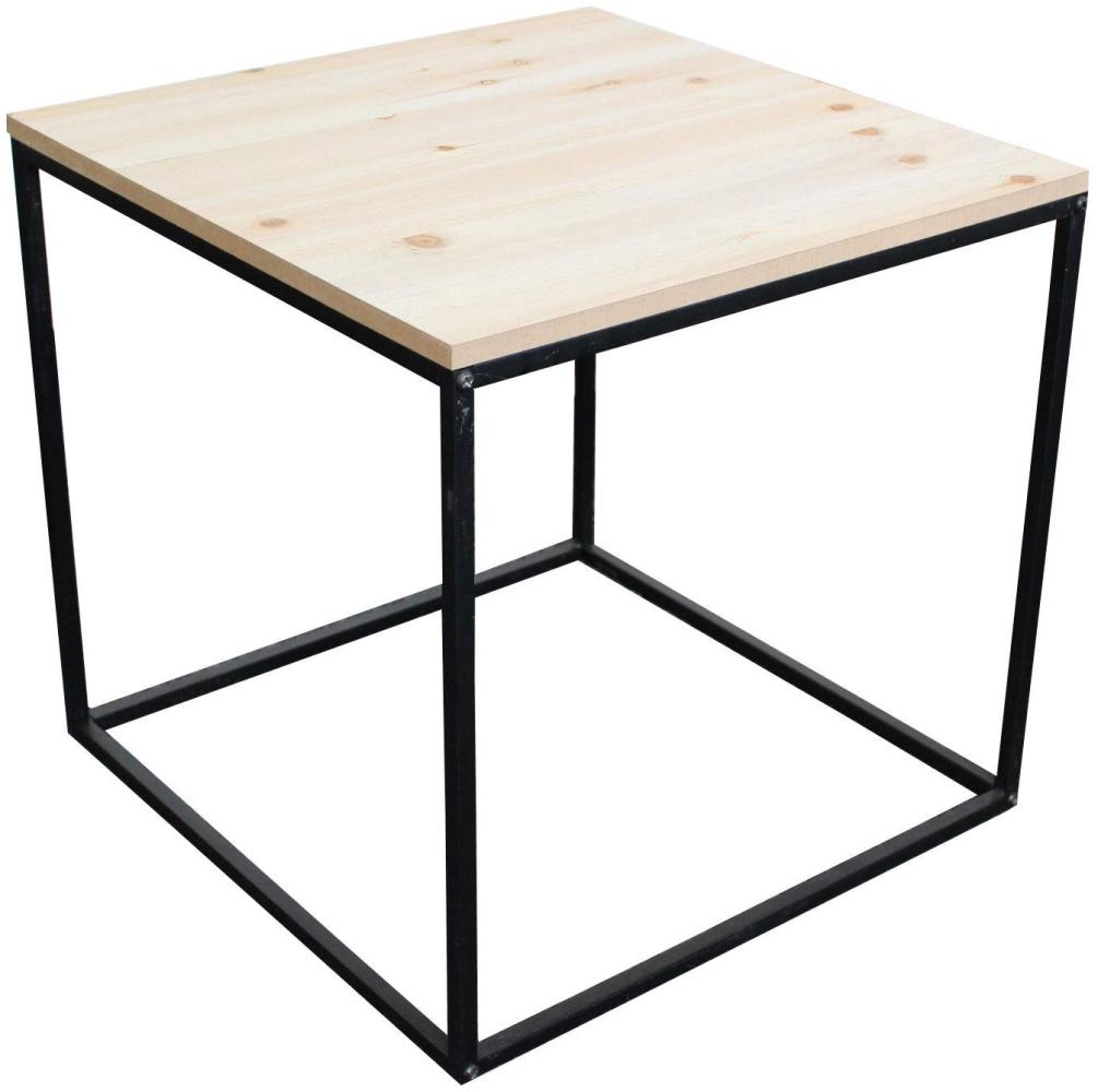 Metall Beistelltisch mit Holz Tischplatte - 45x45x42 cm - Couchtisch Sofatisch Tisch Bild 1