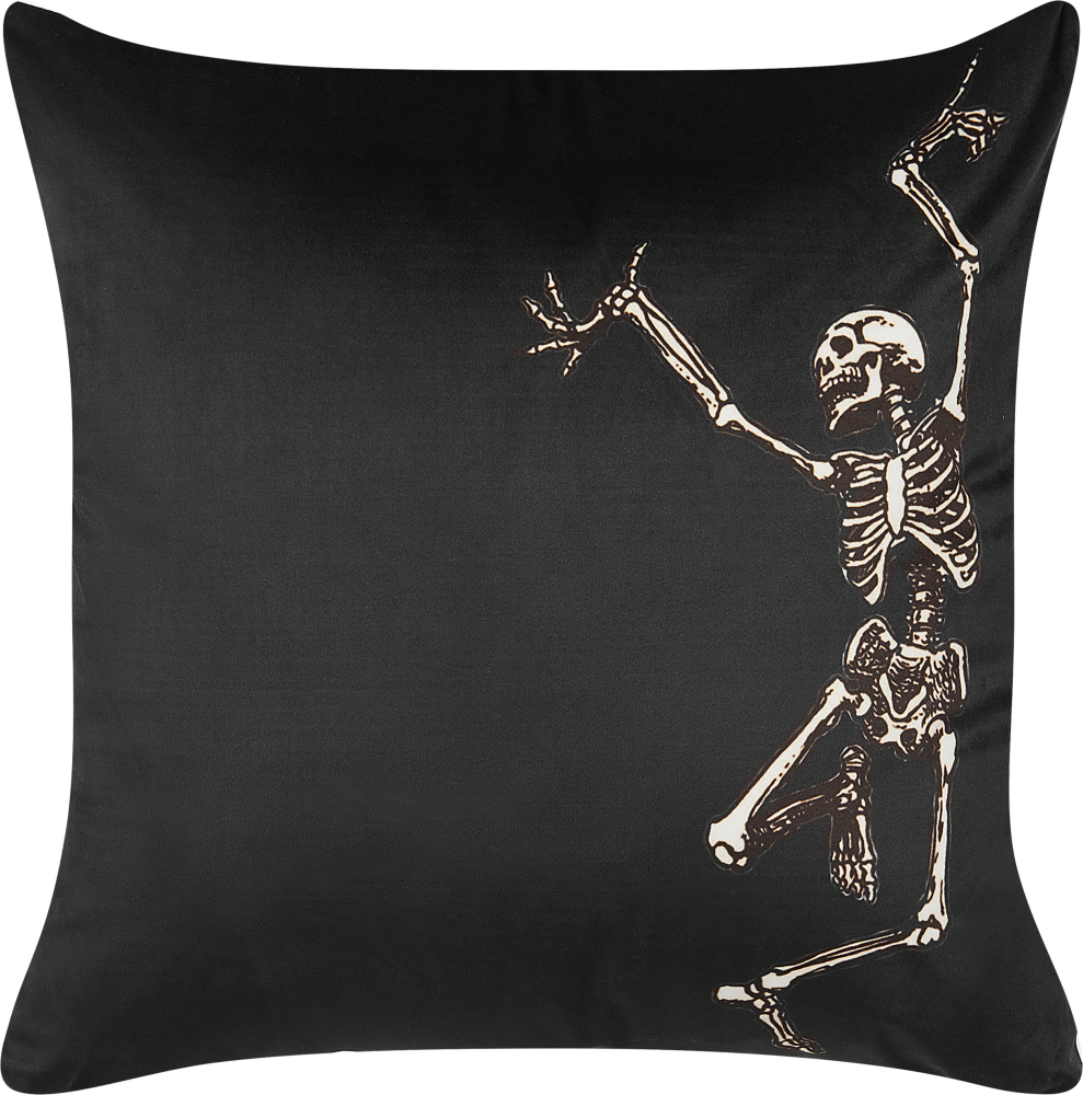 Dekokissen Skelett-Motiv Samtstoff schwarz 45 x 45 cm MEDVES Bild 1