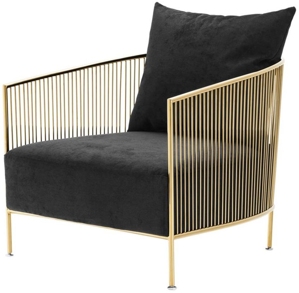 Casa Padrino Luxus Sessel Schwarz / Gold 69 x 77 x H. 78 cm - Designer Hotel Möbel Bild 1