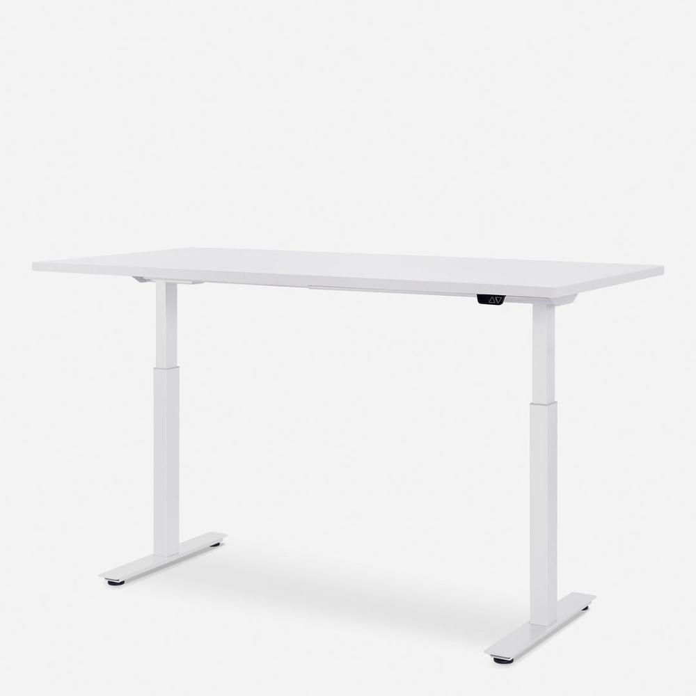160 x 80 cm WRK21® SMART - Weiss Uni / Weiss elektrisch höhenverstellbarer Schreibtisch Bild 1