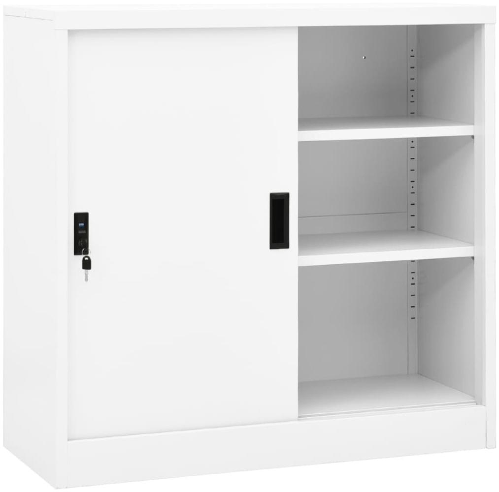 vidaXL Büroschrank mit Schiebetür Weiß 90x40x90 cm Stahl Bild 1