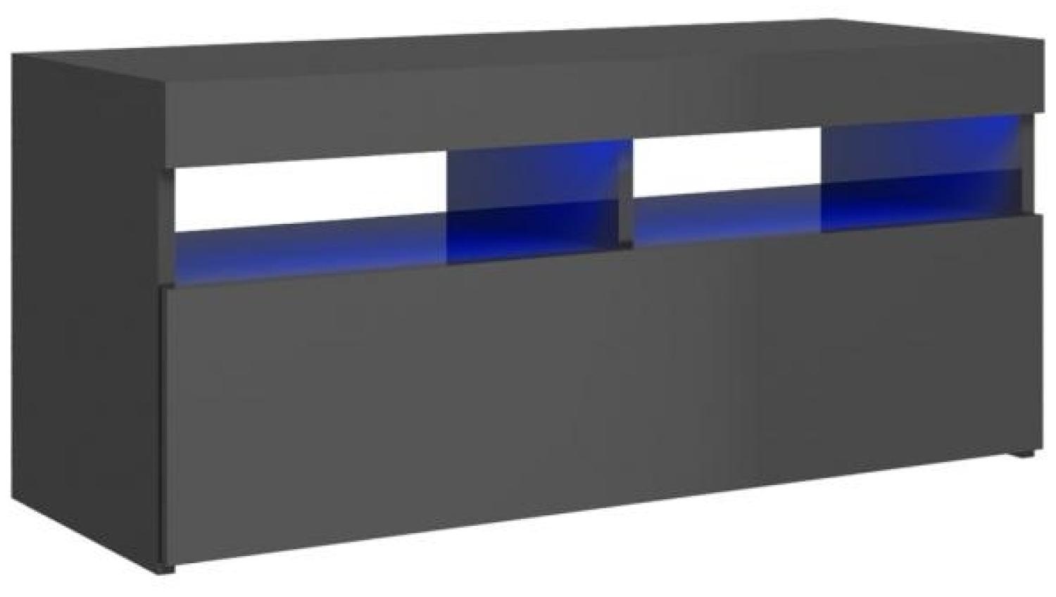 vidaXL TV Schrank mit LED-Leuchten Lowboard Fernsehschrank Fernsehtisch Sideboard HiFi-Schrank TV Möbel Tisch Board Hochglanz-Grau 90x35x40cm Bild 1