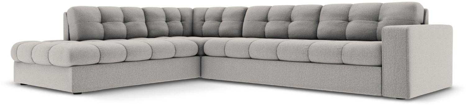 Micadoni 5-Sitzer Ecke links Sofa Justin | Bezug Light Grey | Beinfarbe Black Plastic Bild 1
