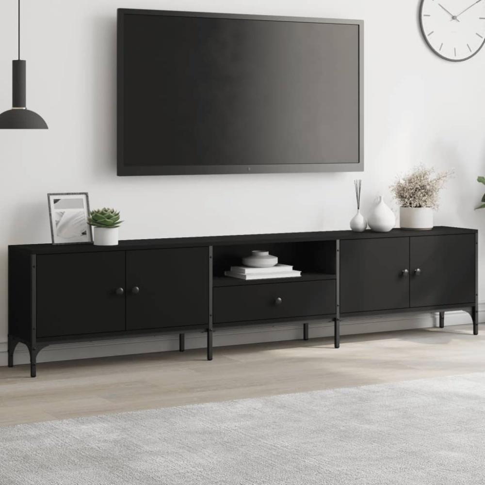 vidaXL TV-Schrank mit Schublade Schwarz 200x25x44 cm Holzwerkstoff Bild 1