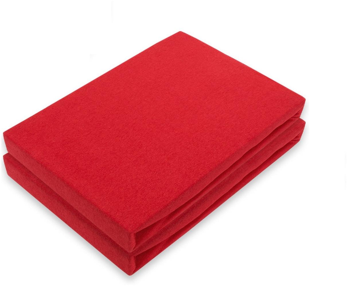 Marke Jersey Spannbettlaken Doppelpack 120 x 200 cm Rot Bild 1