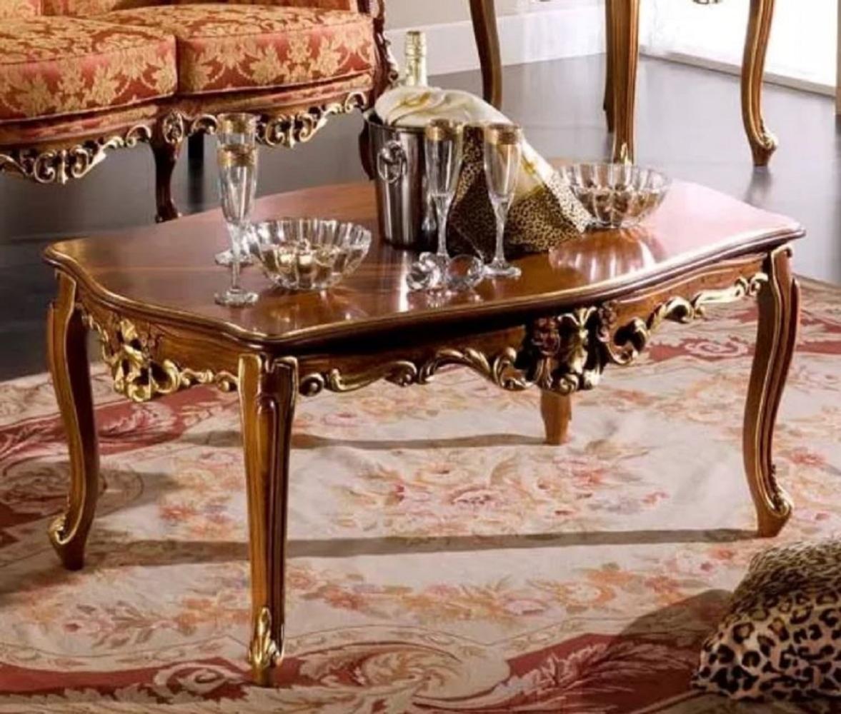 Casa Padrino Luxus Barock Couchtisch Braun / Gold - Handgefertigter Massivholz Tisch im Barockstil - Barock Wohnzimmer Möbel - Luxus Qualität - Made in Italy Bild 1