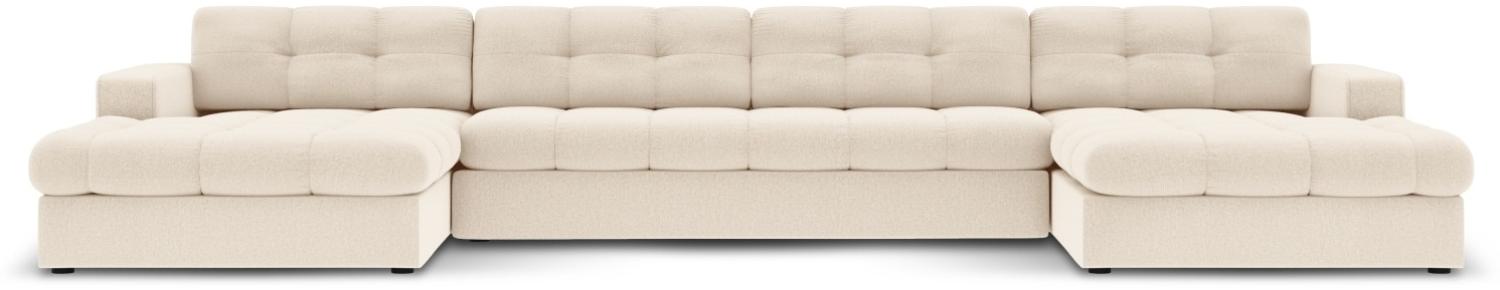 Micadoni 5-Sitzer Panorama Sofa Justin | Bezug Light Beige | Beinfarbe Black Plastic Bild 1