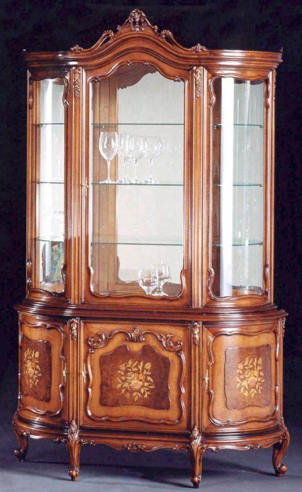 Casa Padrino Luxus Barock Vitrine Braun - Handgefertigter italienischer Barockstil Vitrinenschrank mit 4 Türen - Barockstil Möbel - Italienische Barock Möbel - Luxus Qualität - Made in Italy Bild 1