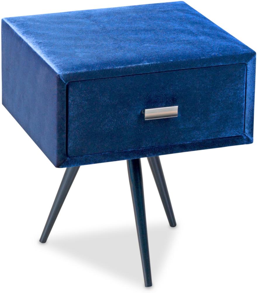 Bed Box Nachttisch Beistelltisch Brooklyn Stoff-Bezug blau Bild 1
