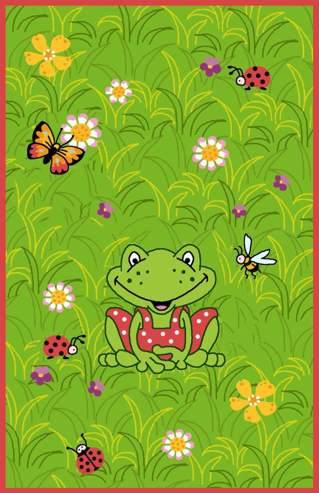 Kinderteppich- Oskar der Frosch auf der Wiese 190 x 130 cm Bild 1