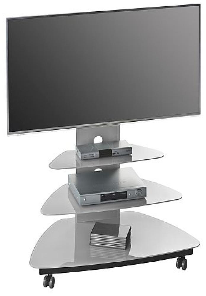 TV-Rack,Metall schwarz - Glas platingrau 90 x 121,1 x 49 cm Bild 1