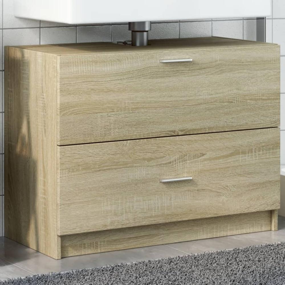 vidaXL Waschbeckenunterschrank Sonoma-Eiche 78x37x59 cm Holzwerkstoff Bild 1