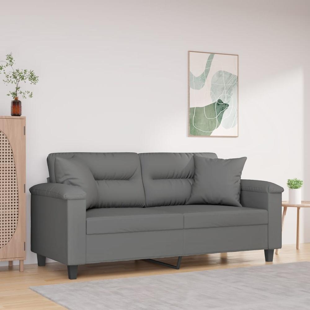 vidaXL 2-Sitzer-Sofa mit Kissen Dunkelgrau 140 cm Mikrofasergewebe Bild 1