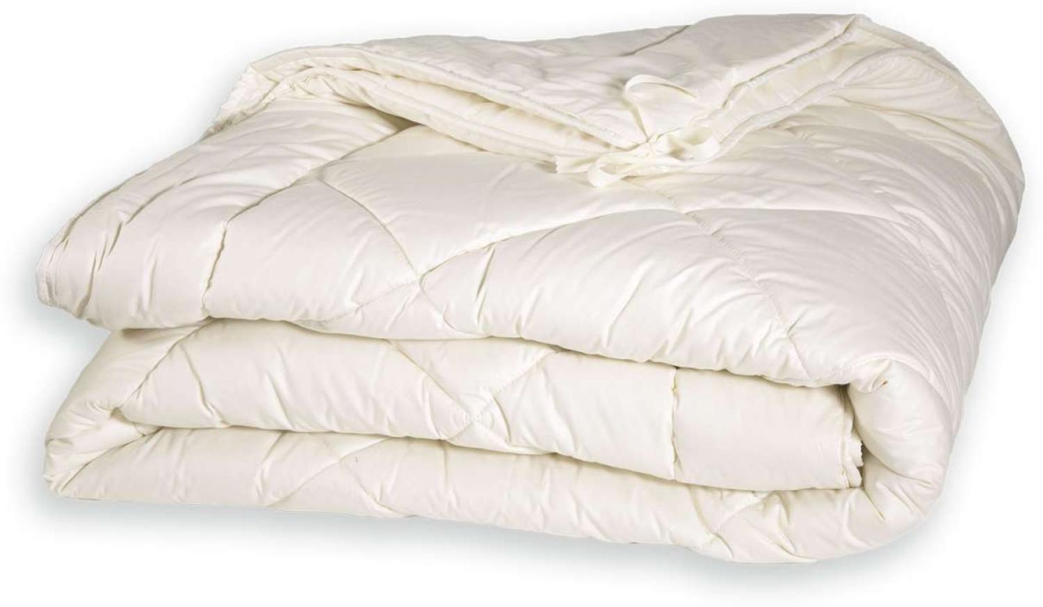 PureNature Vierjahreszeiten Bettdecke Schafschurwolle mit Knüpfbändern Vierjahreszeiten-Decke Schurwolle, 200x220 cm Bild 1