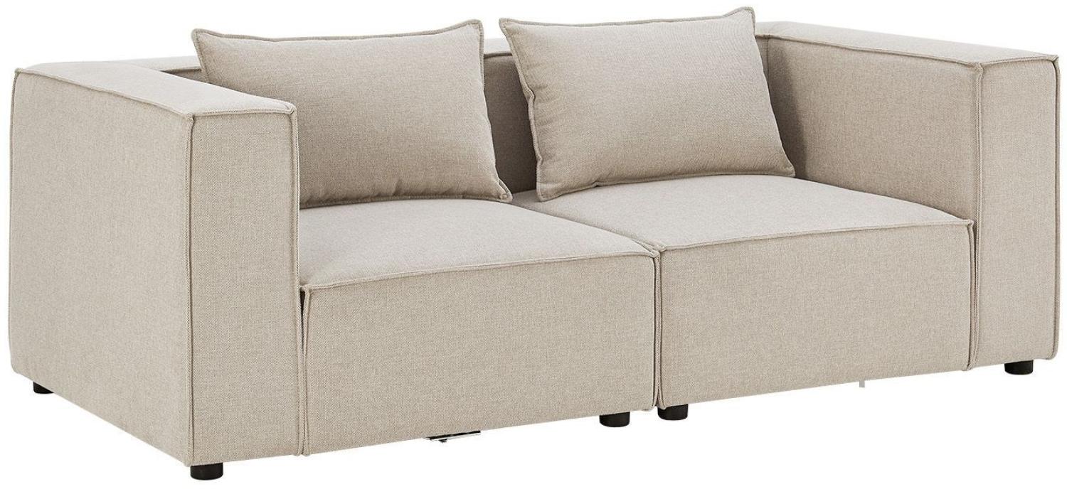 Juskys modulares Sofa Domas S - Couch für Wohnzimmer - 2 Sitzer mit Armlehnen & Kissen - 130 kg belastbar pro Sitz - Möbel Garnitur Stoff Beige Bild 1